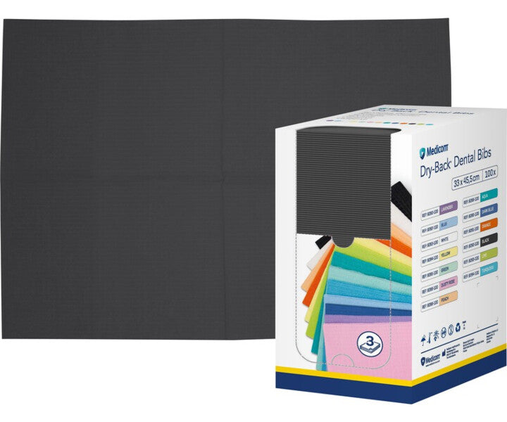 Medicom SafeBasics Dry-Back Dental Bibs 2-Ply 13'' x 18'' — Case of 500